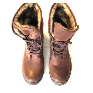 Fur lined combat boots